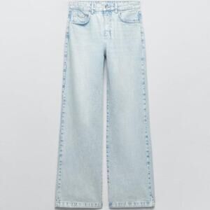 Zara Women's Light Blue  Palazzo Fit Flare Jeans